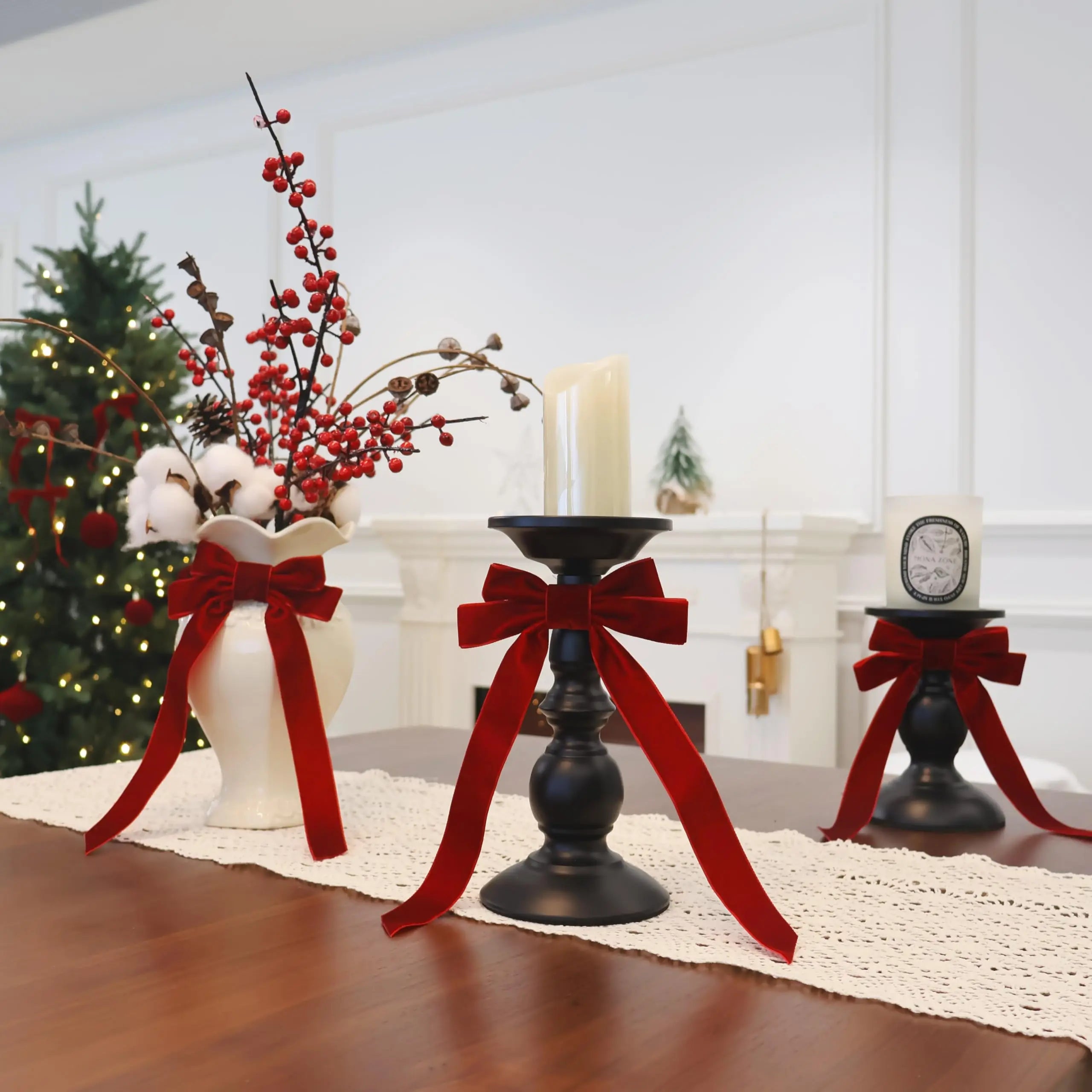 Trendbay Velvet Ribbon Bow Christmas Ornaments