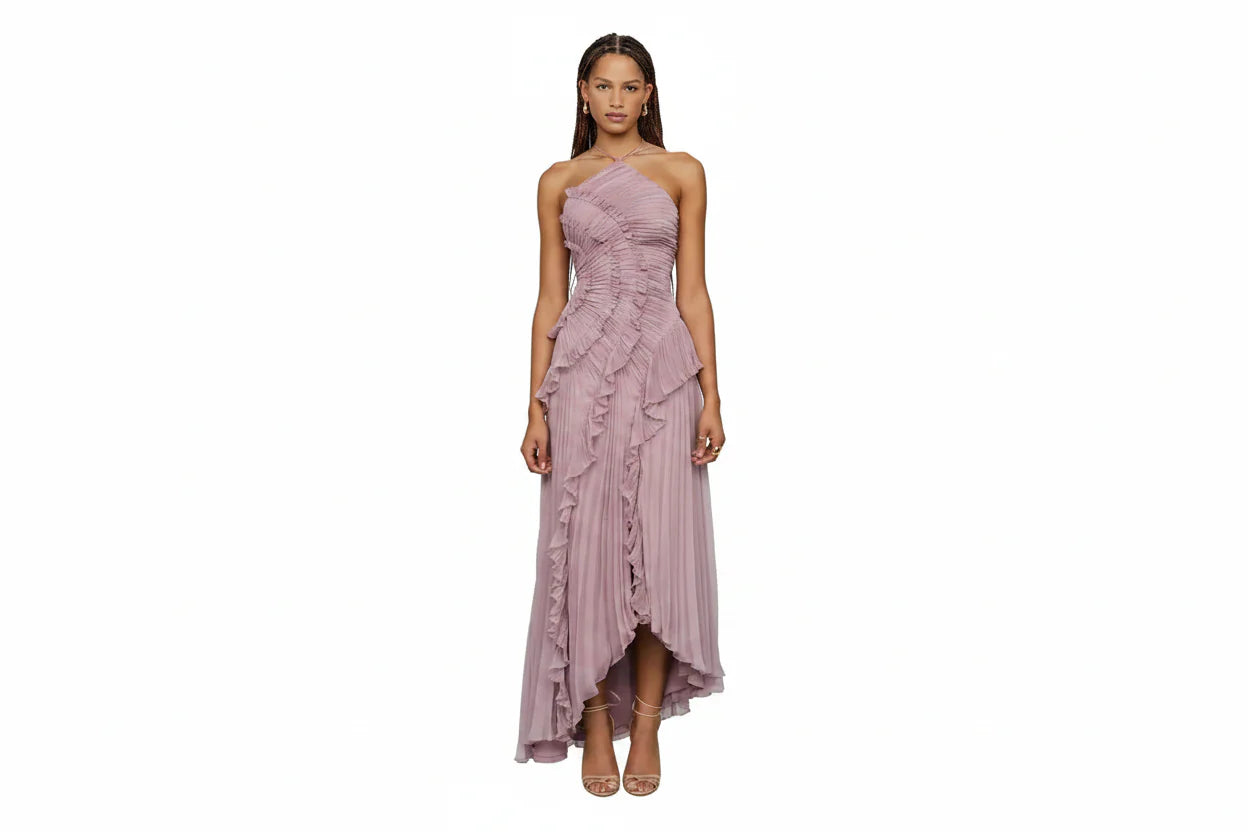 Trendbay Women's Pleated Chiffon Maxi Dress