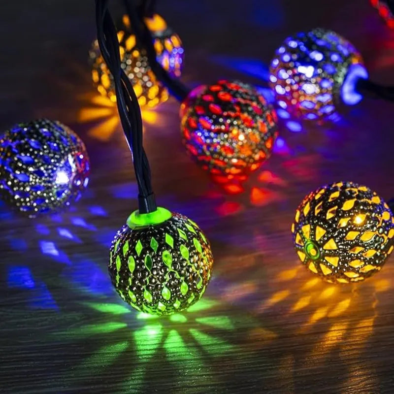 Trendbay 7.5M 50-LED Colorful Moroccan Ball Solar String Lights