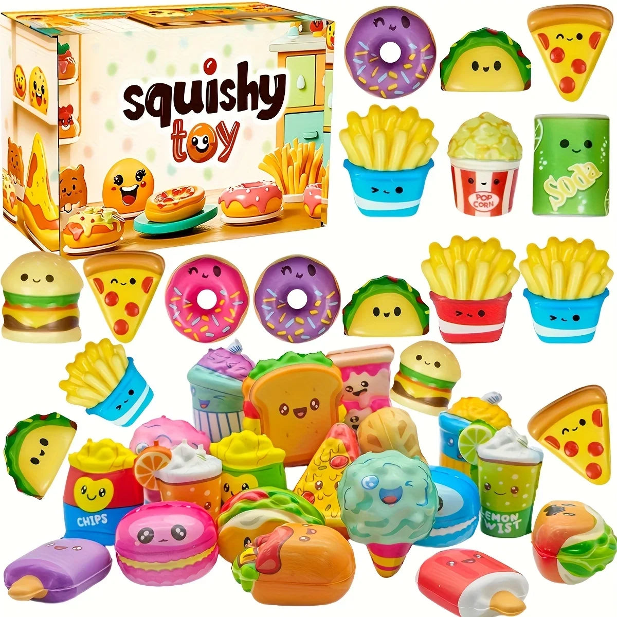 Trendbay 12pcs Mini Slow-Rising Squishy Toy Set Random Food & Fries