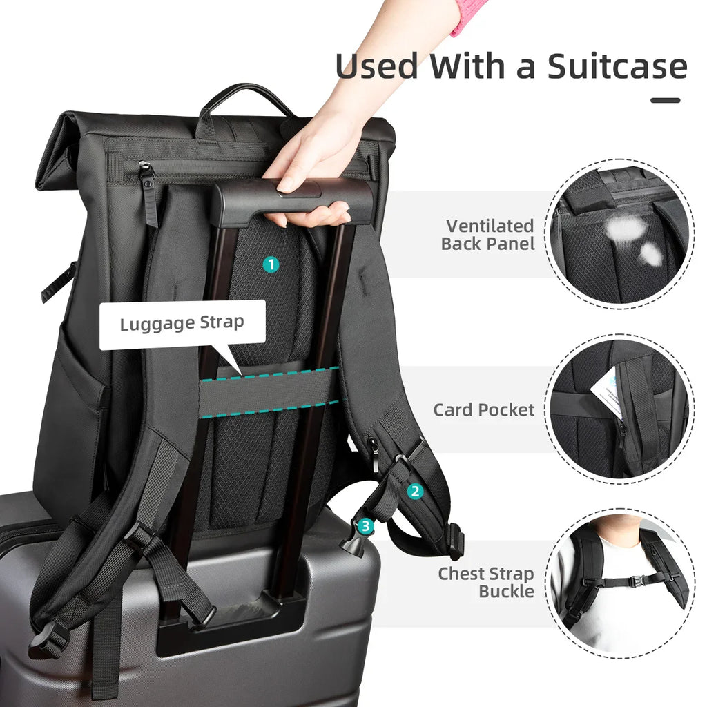 Trendbay Expandable Roll-Top Laptop Backpack – Water-Resistant Travel & Business Backpack