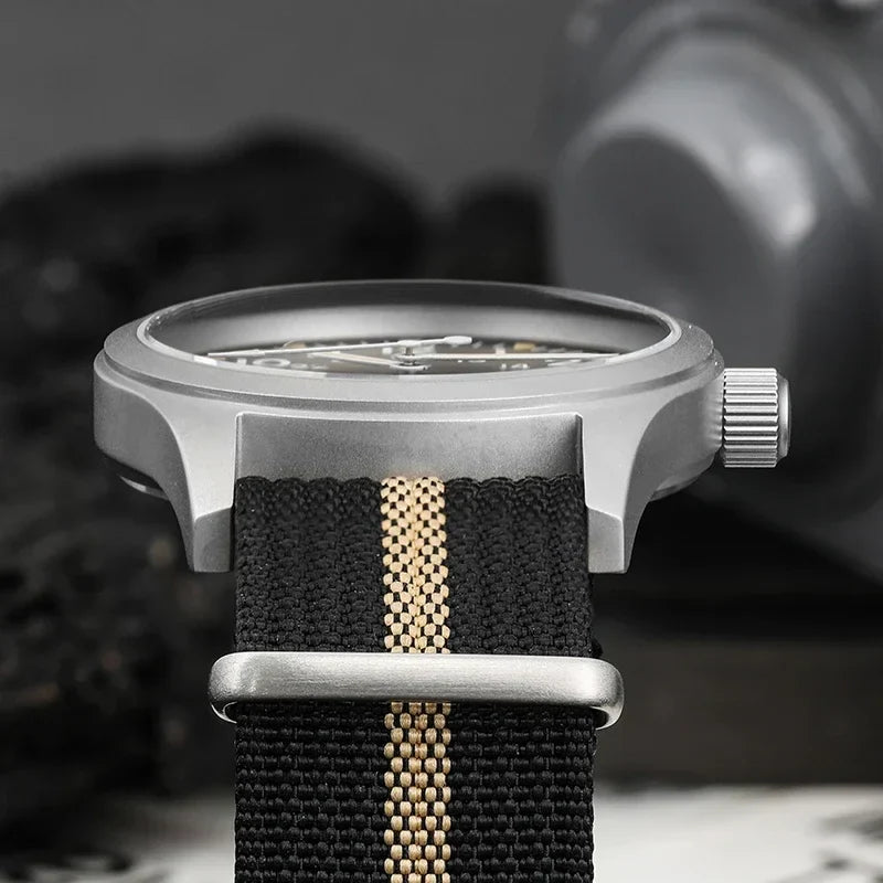 Trendbay 38mm Vintage Military Quartz Watch with Sapphire Crystal & 100M Water Resistance