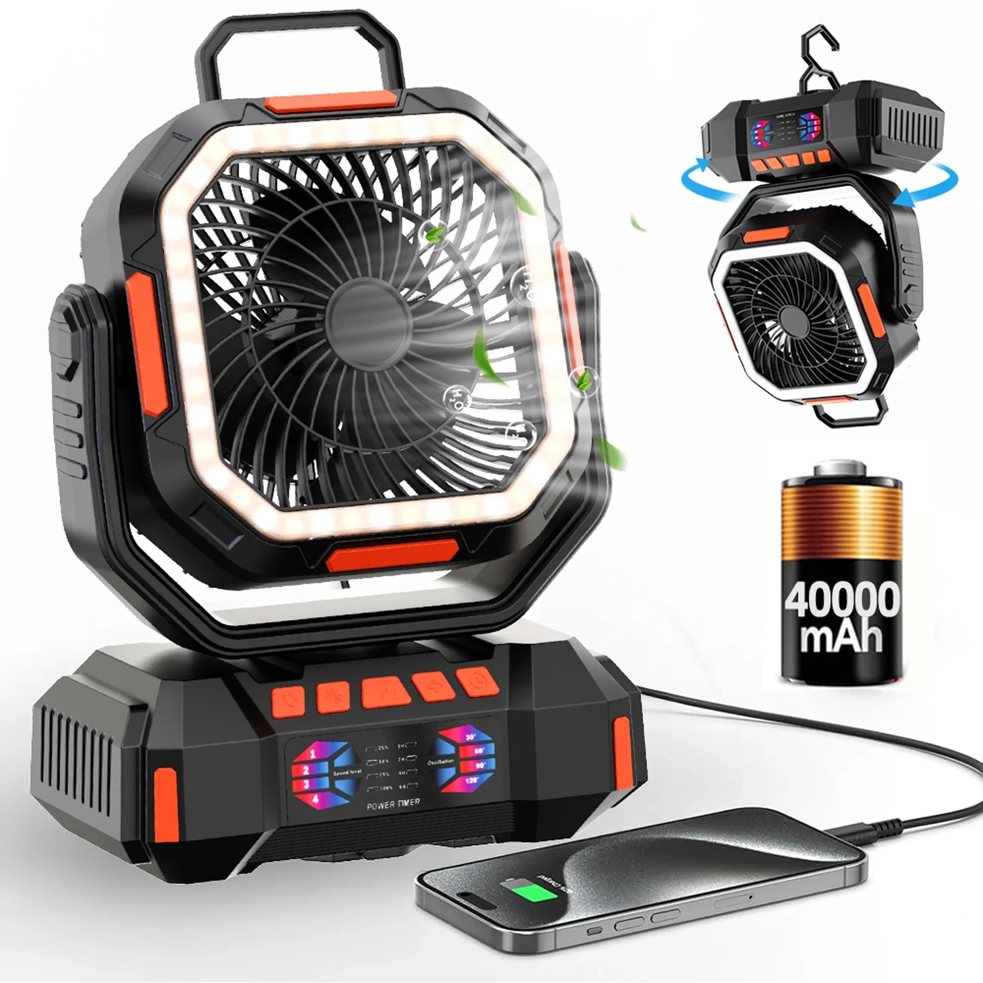 Trendbay 40000mAh Rechargeable Camping Fan