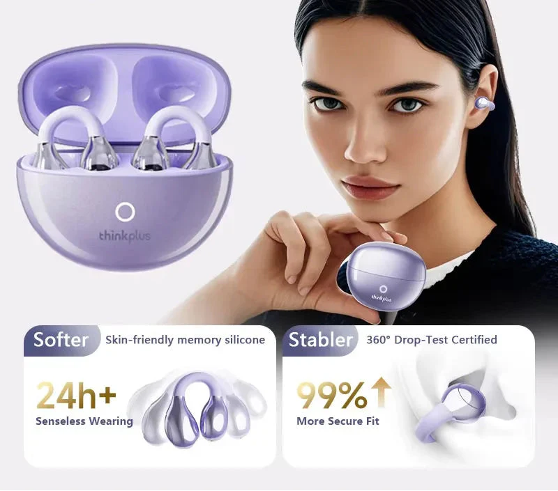 Trendbay Bluetooth 5.4 Ear Clip Sport Wireless Headphones