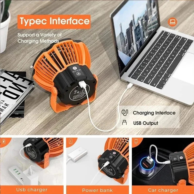 Trendbay Portable Camping Fan with LED Lantern