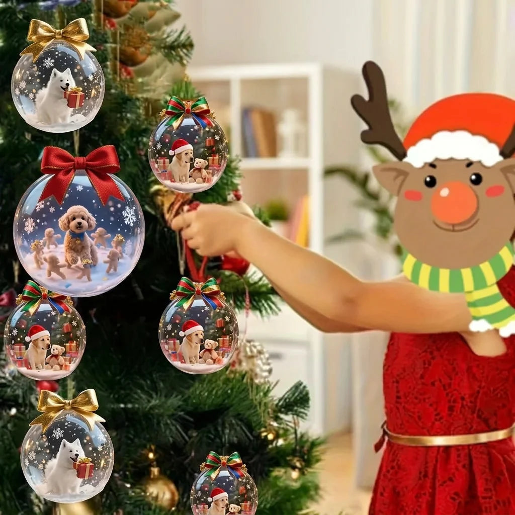 Trendbay Christmas Dog Wooden Hanging Ornament Set 8Pcs Flat 2D