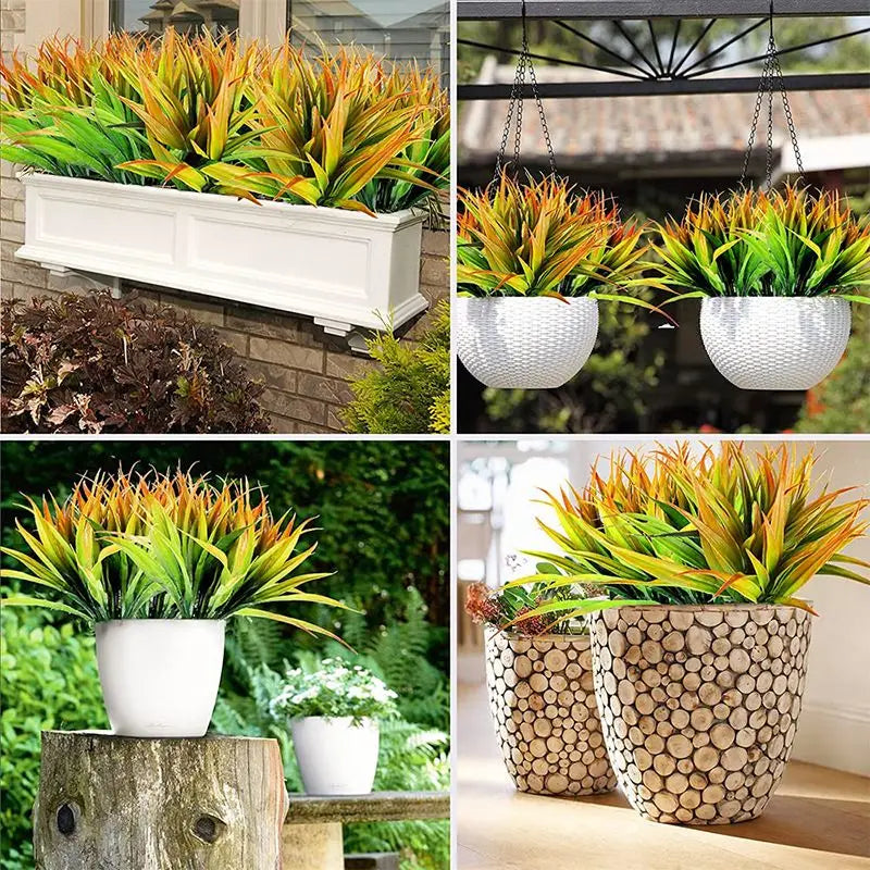 Trendbay Artificial Spring Grass Plant Set Silk & Plastic Decor Stems