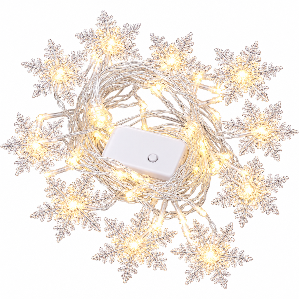 Trendbay 3.2M Warm White LED Snowflake Curtain Lights