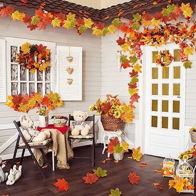Trendbay 200-Piece Artificial Maple Leaves – Autumn Silk Fall