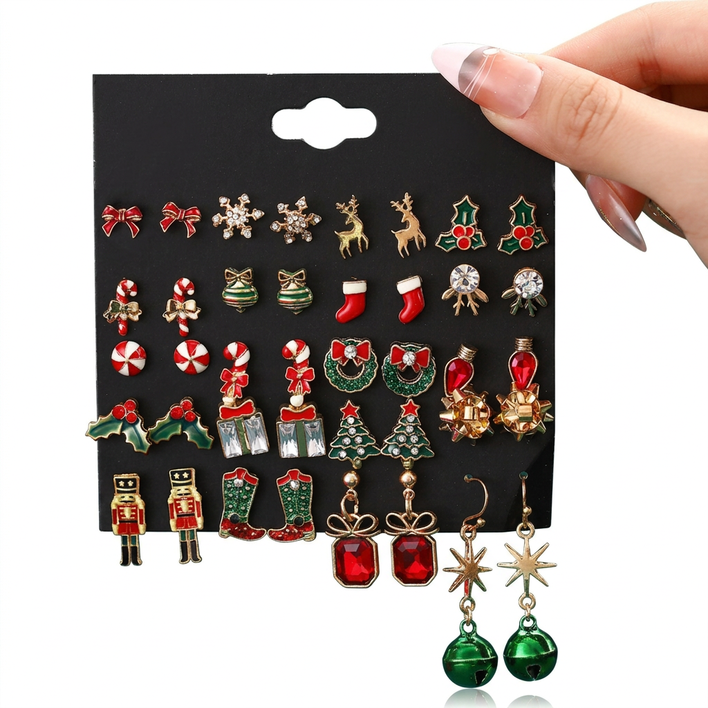 Trendbay 20 Pair Christmas Earring Set for Women Festive Drop Earrings