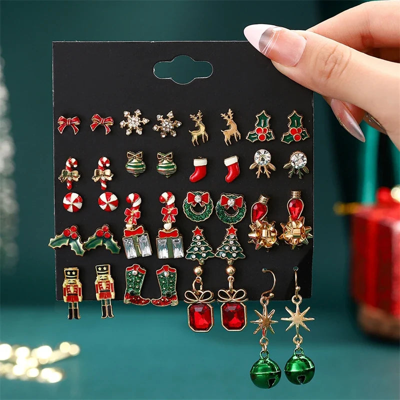 Trendbay 20 Pair Christmas Earring Set for Women Festive Drop Earrings