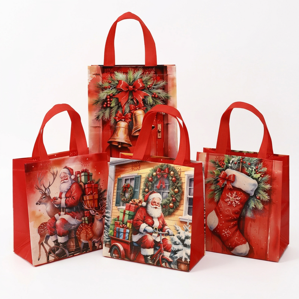 Trendbay 4pcs Christmas Non-Woven Santa Claus Gift Bags Set