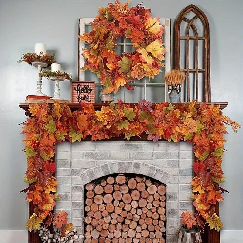Trendbay 2M Artificial Fall Maple Leaf Garland - 78in Autumn Leaves Vine