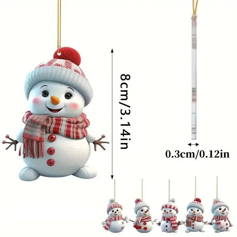 Trendbay 5-Piece Acrylic Snowman Ornaments – 2D Flat ornament