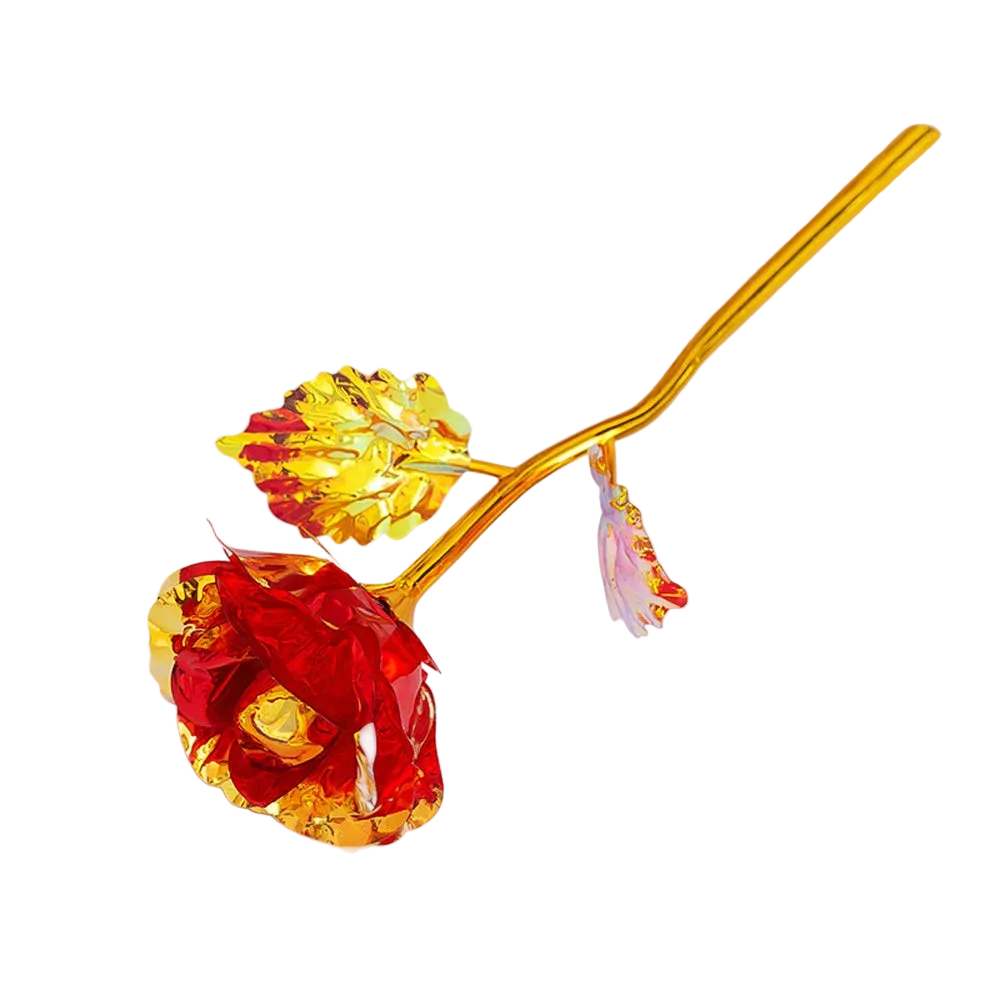Trendbay 18cm 24K Gold Foil Artificial Rose RED