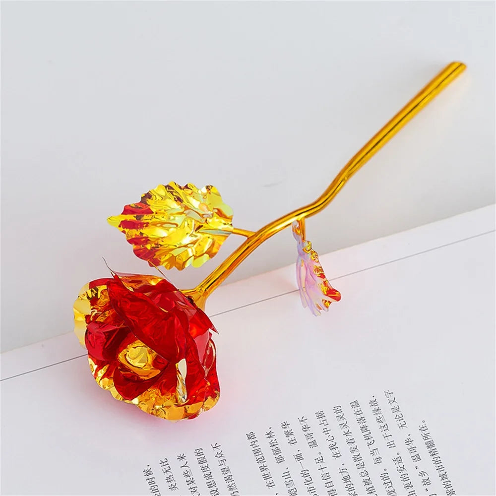 Trendbay 18cm 24K Gold Foil Artificial Rose RED