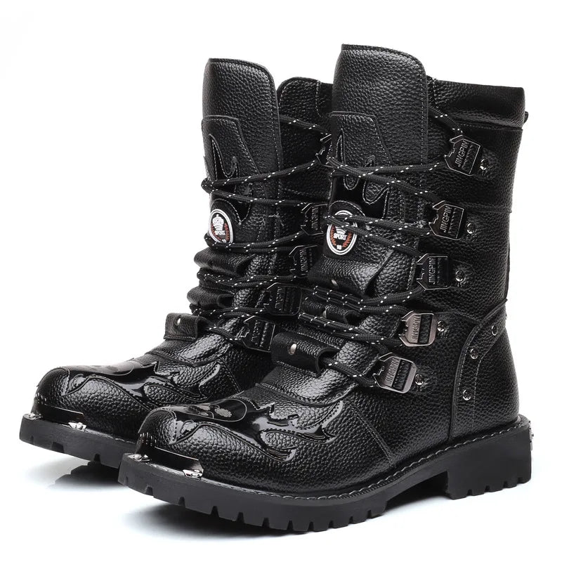 Trendbay Men's Mid-Calf Motorcycle Boots