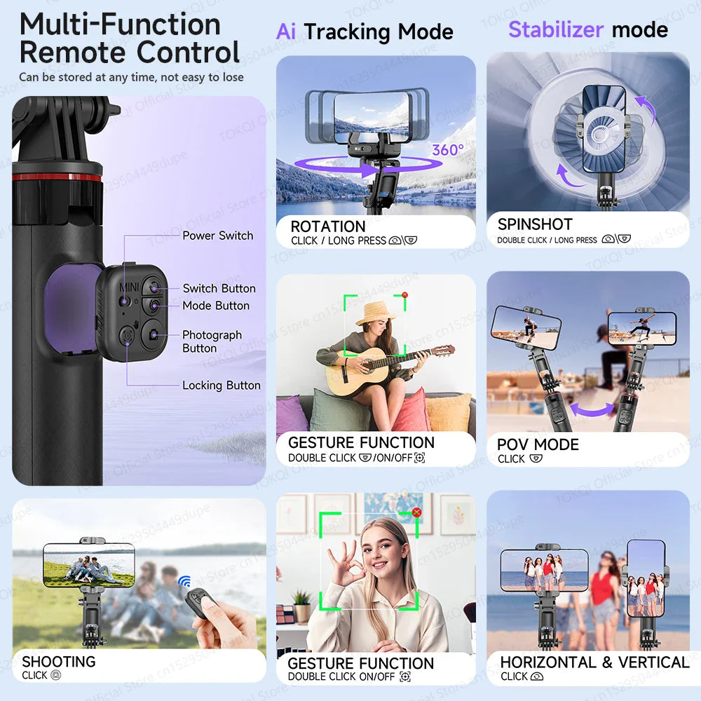 Trendbay C22 AI Face Tracking Gimbal Stabilizer