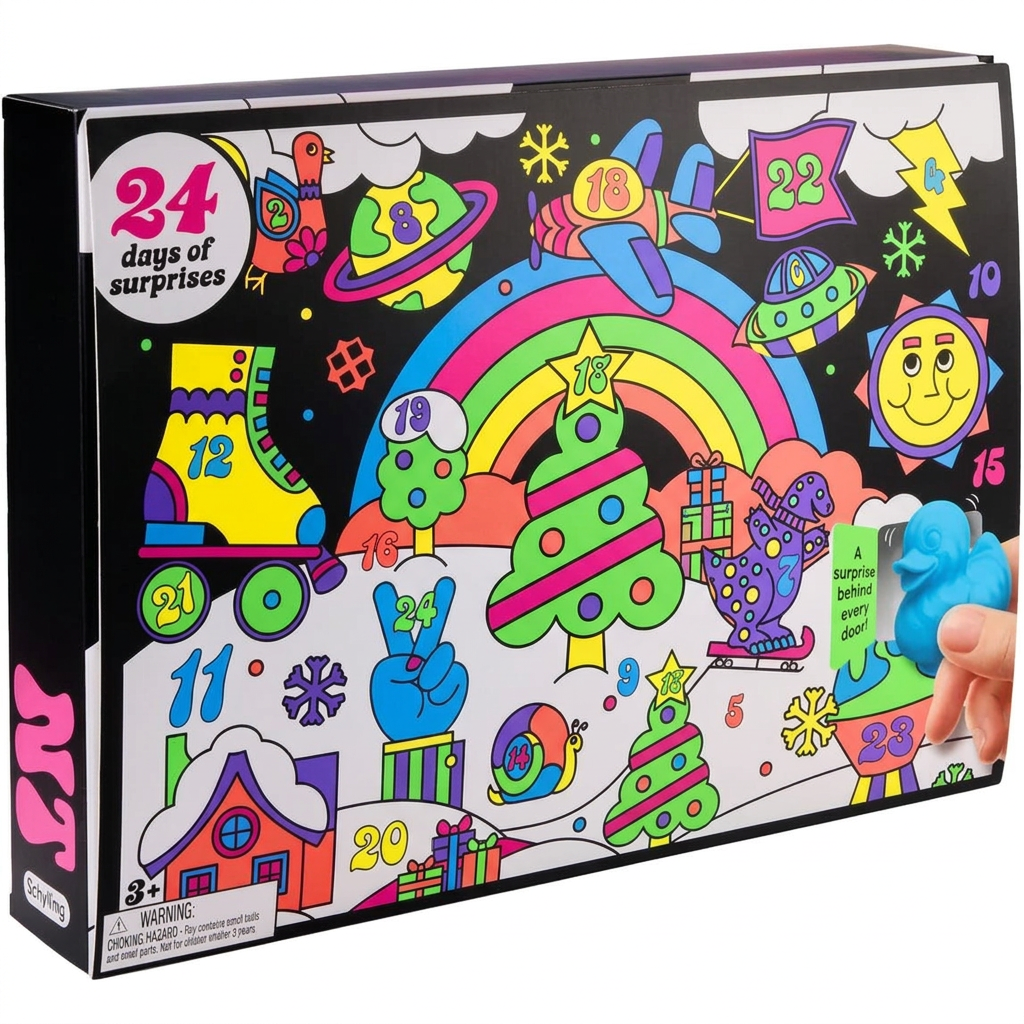 Trendbay Christmas Advent Calendar with 24pcs 3D PVC Fidget Toy Set