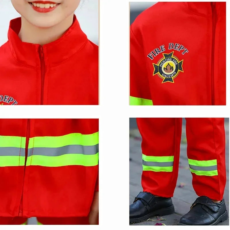 Trendbay 120CM Kids Firefighter Halloween Costume Set – 5-Piece