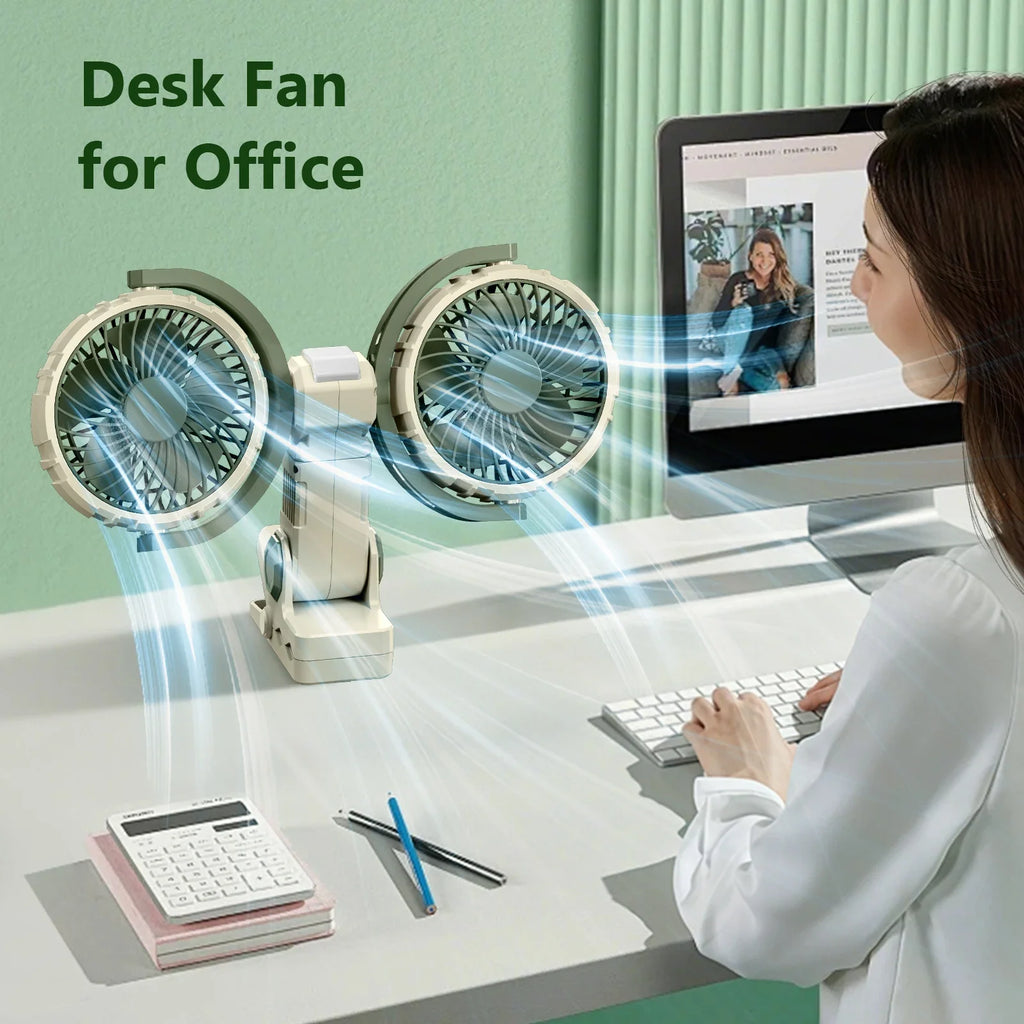 Trendbay Dual-Head Clip-On Desk Fan