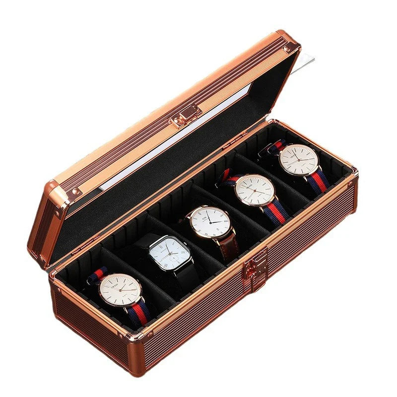Trendbay 5-Slot Aluminum Watch Storage Box – Premium Watch Display & Travel Organizer Case