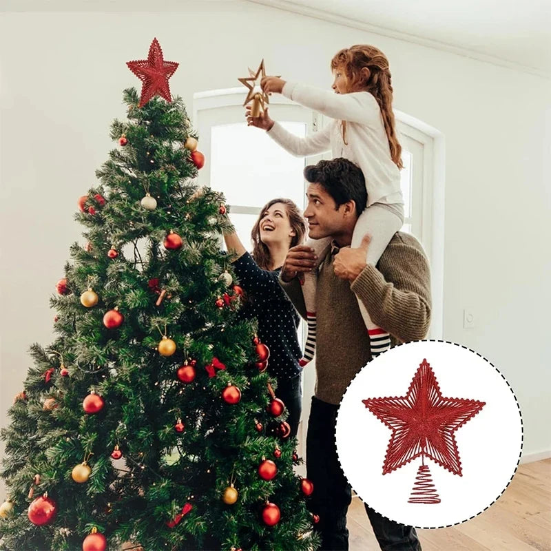 Trendbay 25CM Glitter Christmas Tree Topper Red Star
