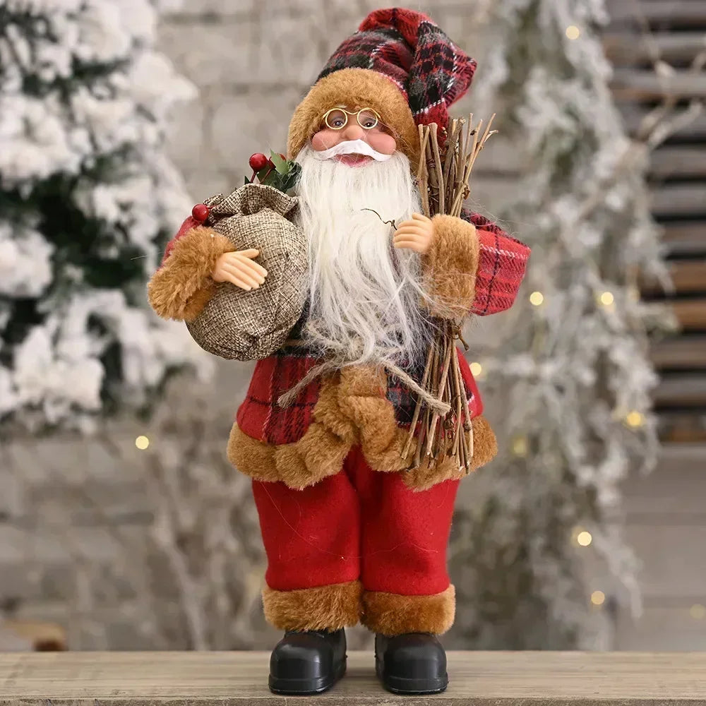 Trendbay 4Pcs Christmas Santa Claus Plush Doll Set Battery-Powered
