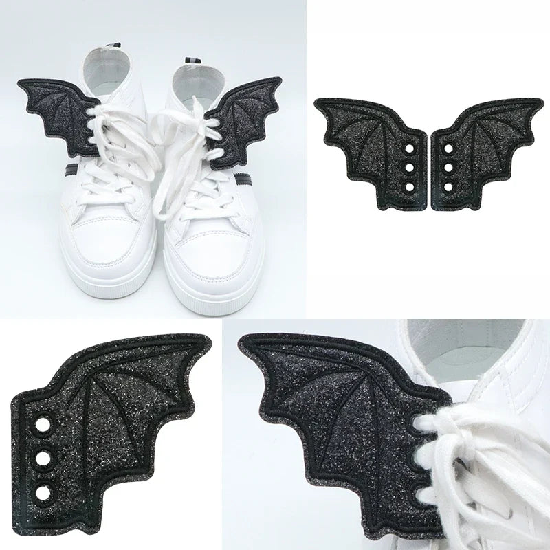 Trendbay 1-Pair Matte Black Bat Sneaker Shoe Wings