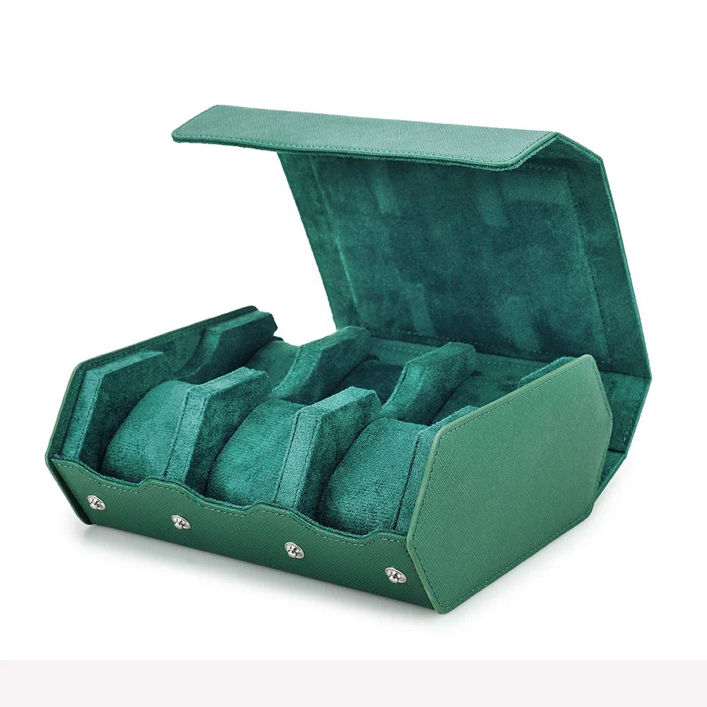 Trendbay 6-Slot Genuine Leather Watch Roll – Hexagon Watch Storage & Travel Display Case