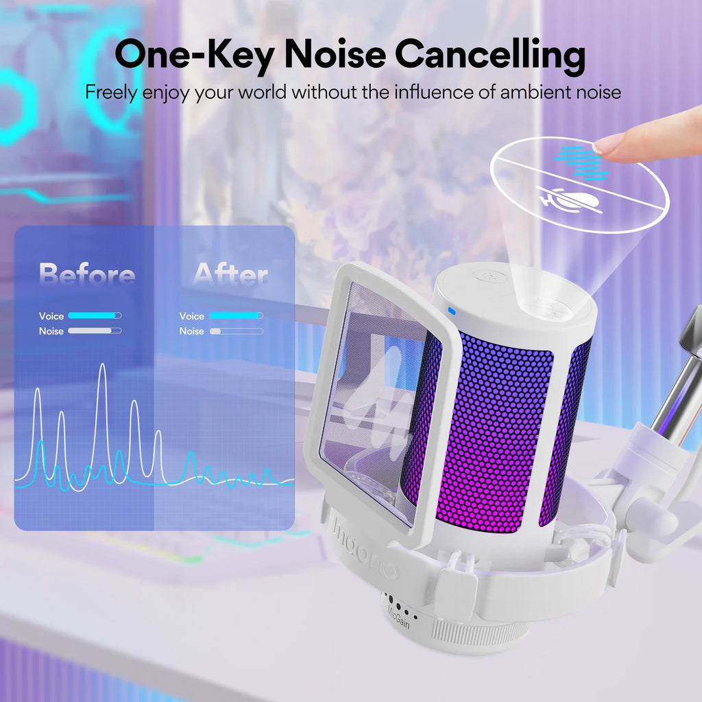 Trendbay USB Gaming Microphone RGB Noise Canceling Gain Control