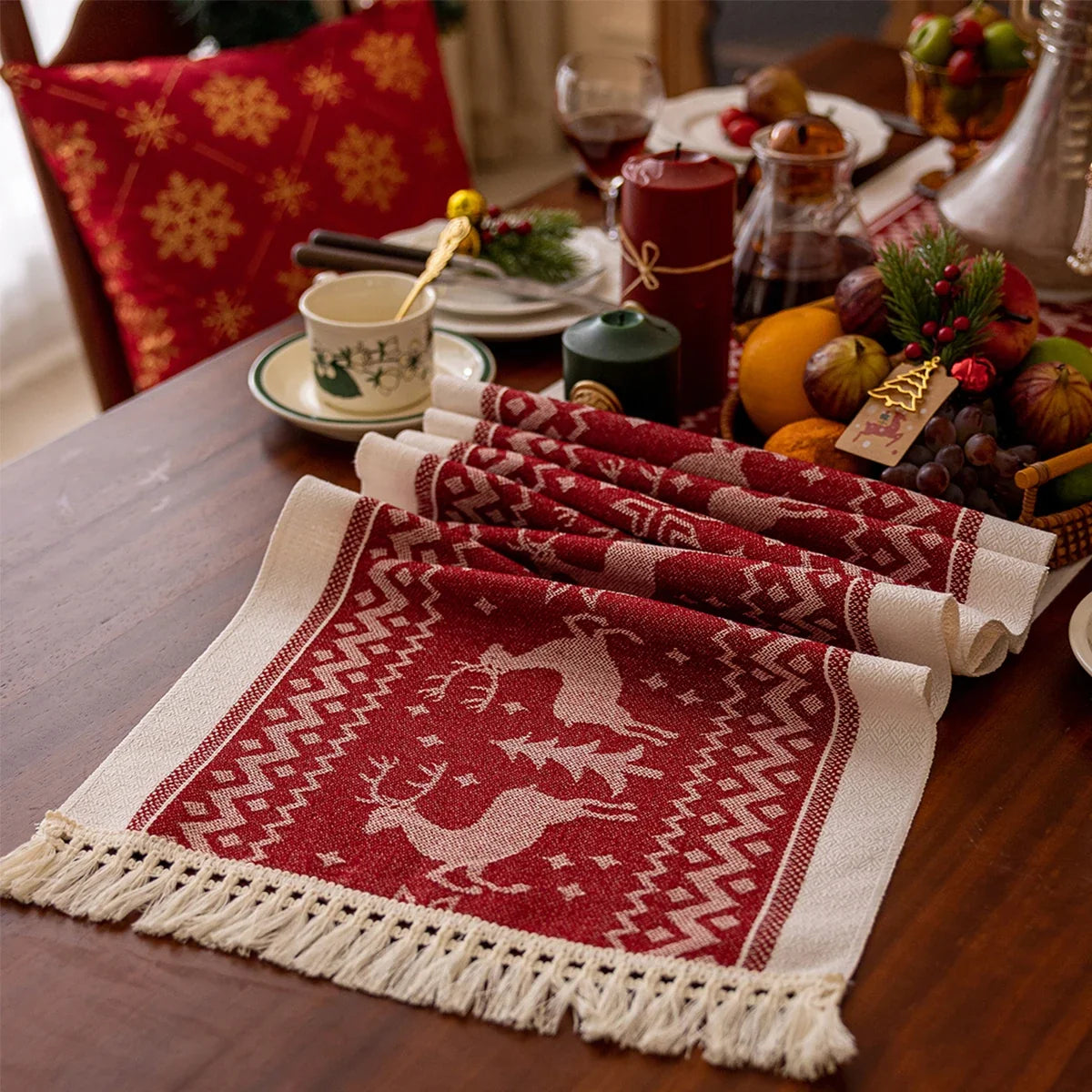 Trendbay Cotton Woven Table Runner with Tassels