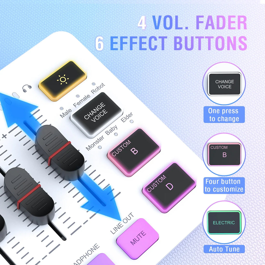 Trendbay RGB Streaming Podcast Kit Dynamic Mic with Audio Mixer