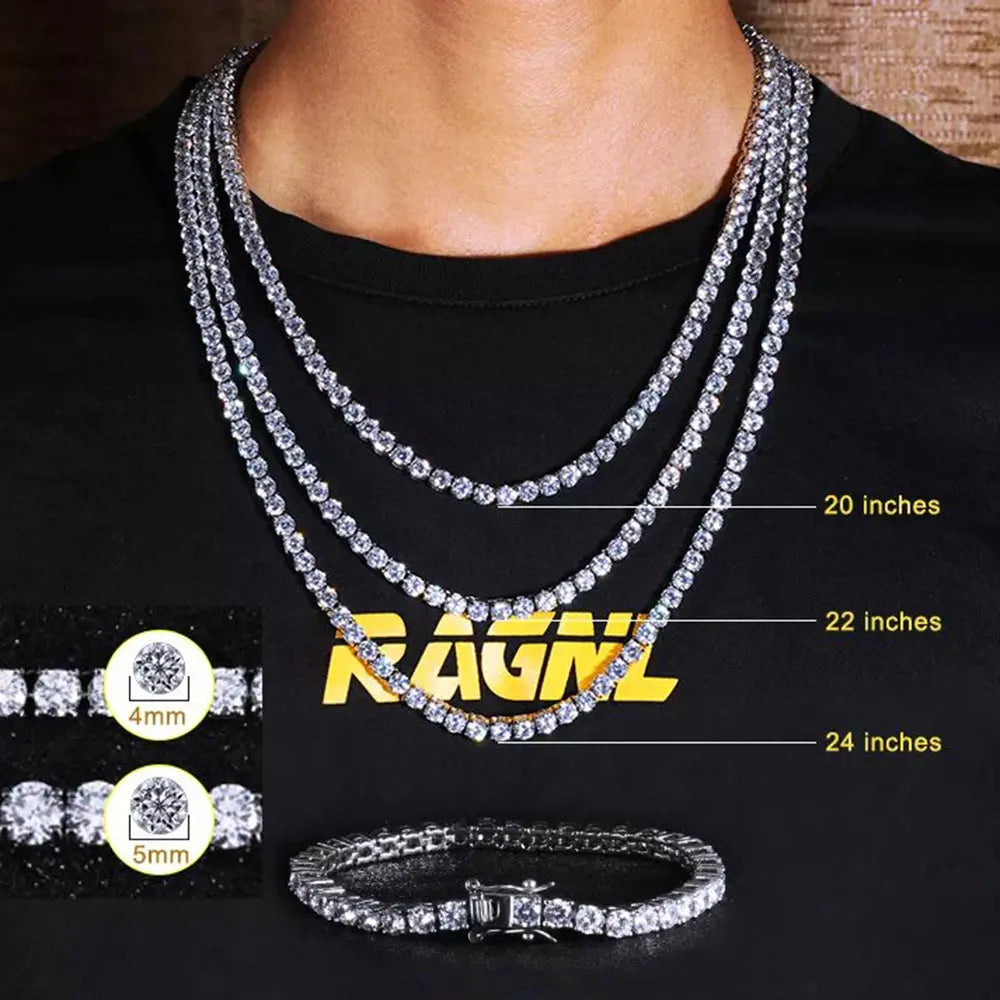 Trendbay Iced-Out Tennis Chain Necklace with Zircon Stones – Copper Hip Hop Jewelry