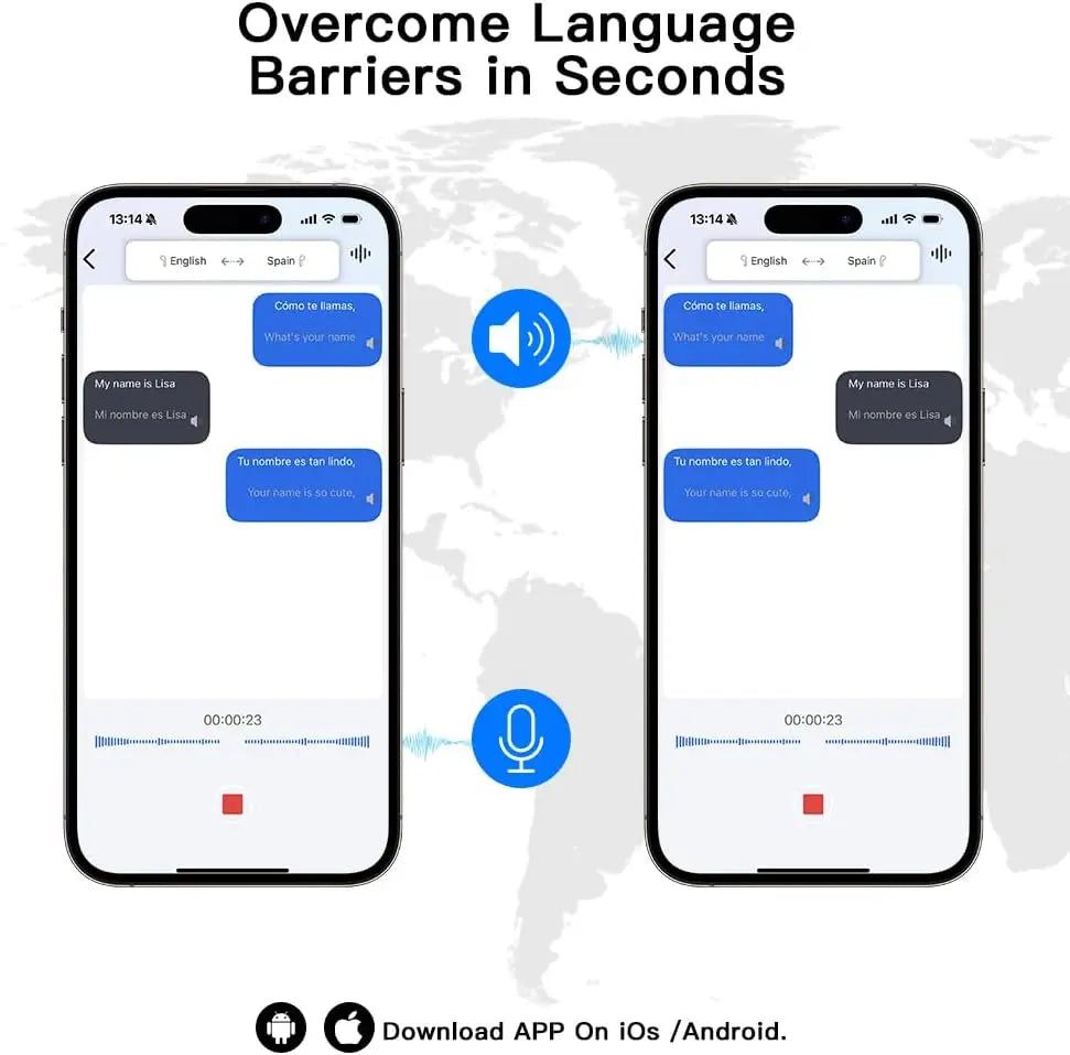 Trendbay AI Real-Time Translation Wireless Earbuds Blue