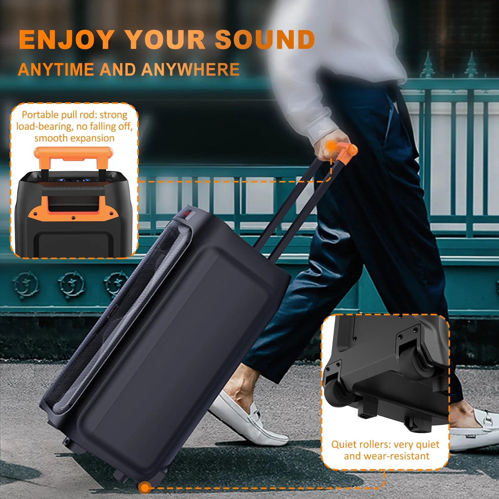 Trendbay Wireless Speaker with Dual Woofers and Two Microphones