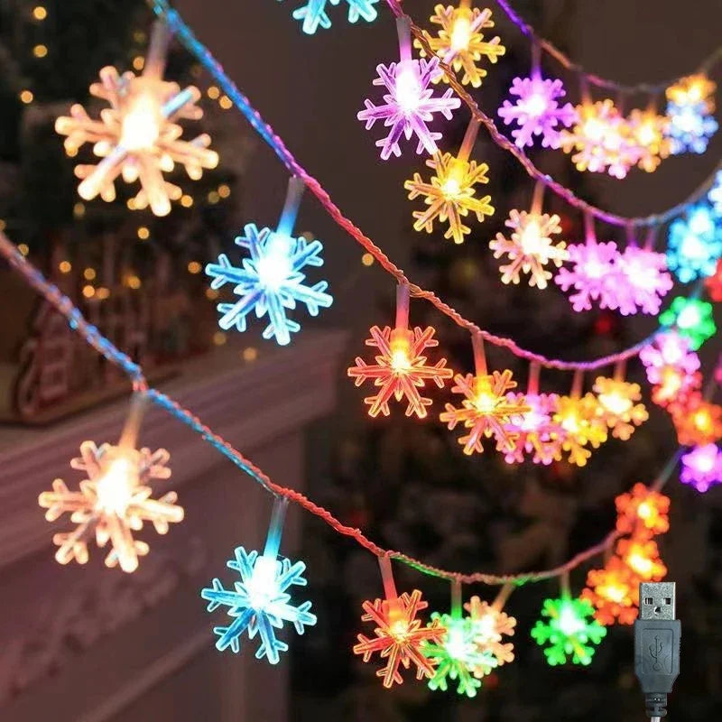 Trendbay Multicolor LED Snowflake String Lights USB-Powered