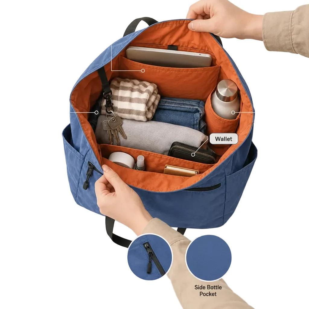 trendbay Reversible Foldable Travel Tote Bag