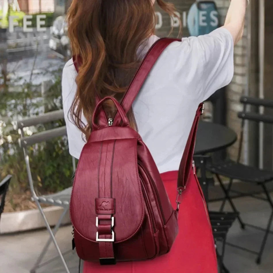 Trendbay Vintage Leather-Style Travel Backpack