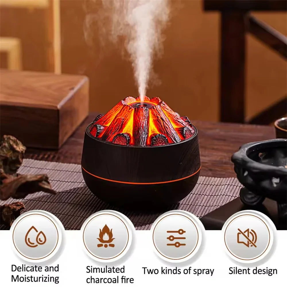 Trendbay Flame Aroma Humidifier – 300ML Ultrasonic Essential Oil Diffuser with Night Light