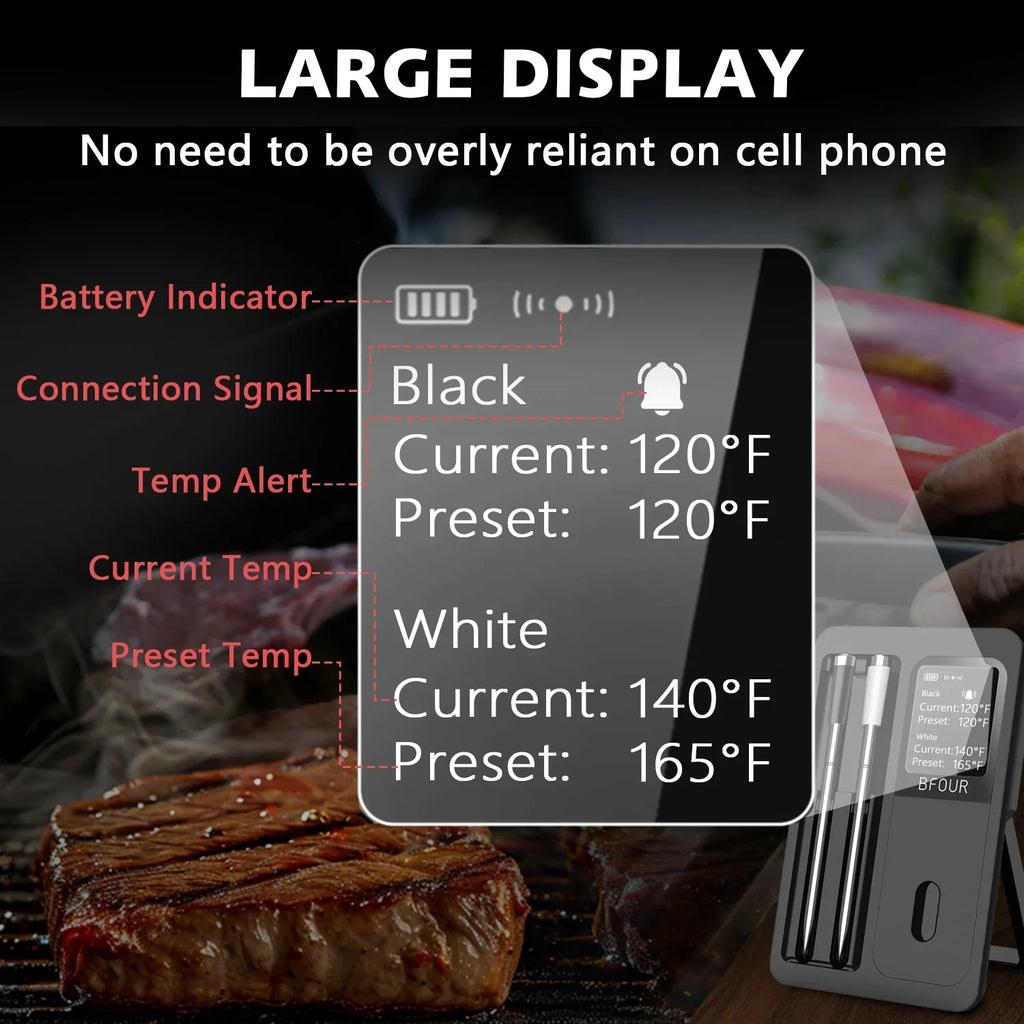Trendbay Wireless Bluetooth Meat Thermometer “ Digital BBQ & Grill Thermometer with Waterproof Probes