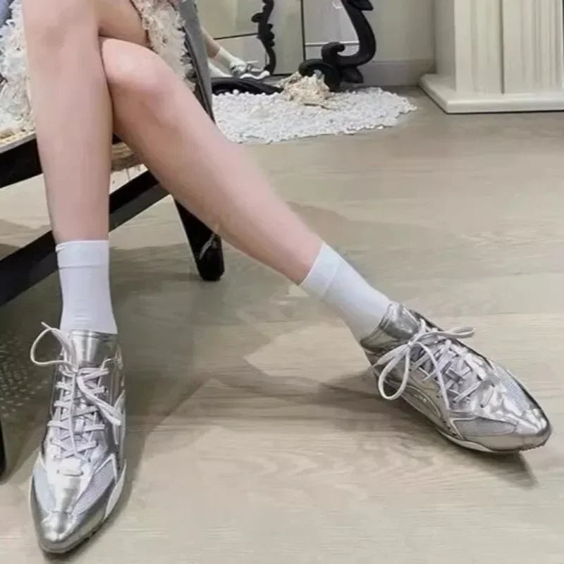 Trendbay Women's Pointed-Toe Mesh Sneakers