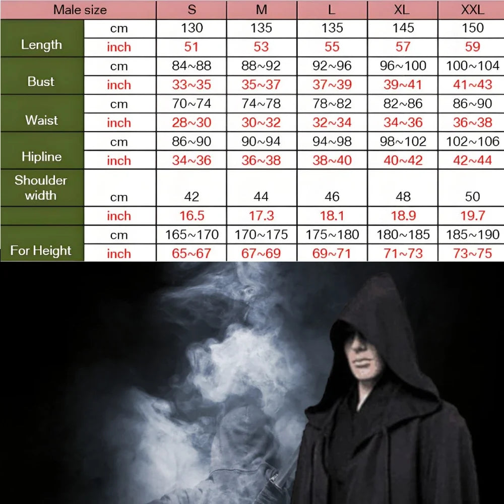 Trendbay Masquerade Black Hooded Cloak – Long Unisex Witch Robe