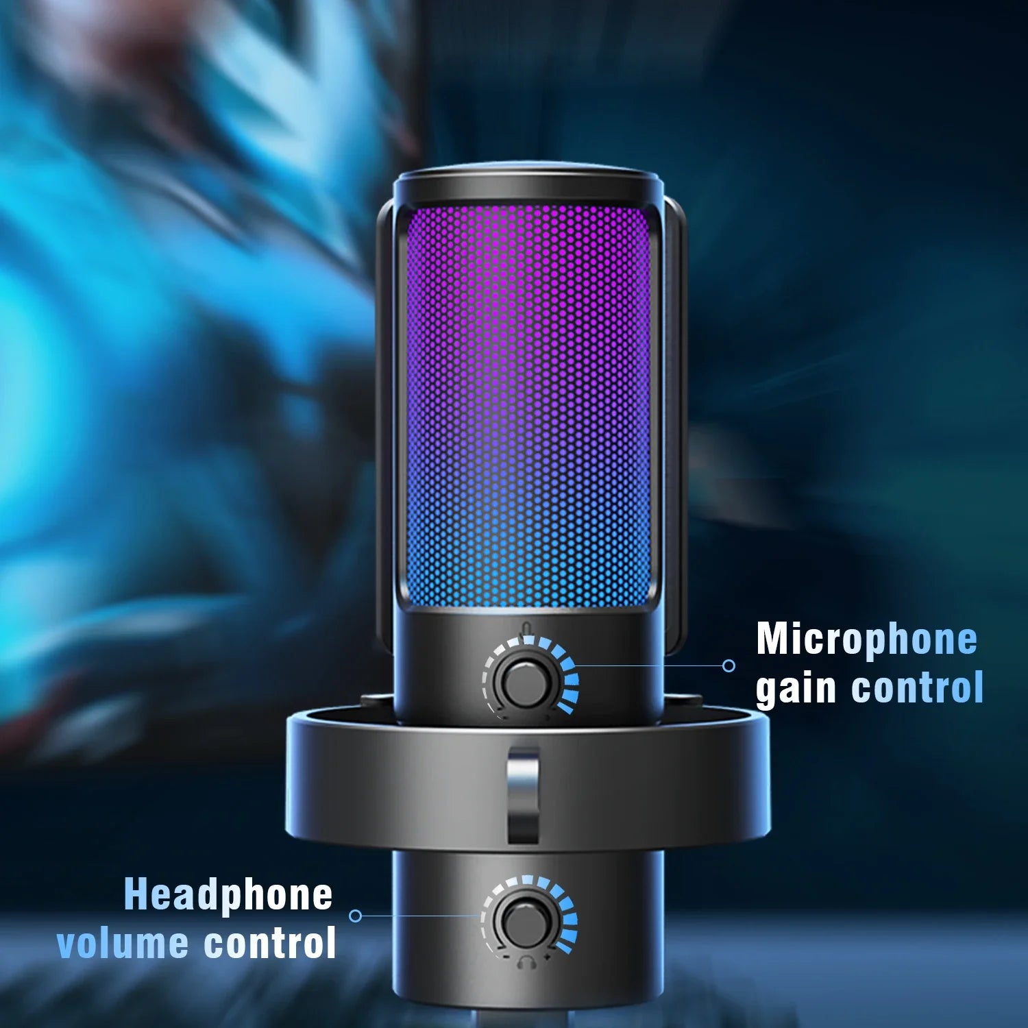 Trendbay USB Gaming Microphone RGB 4 Polar Patterns Gain Control