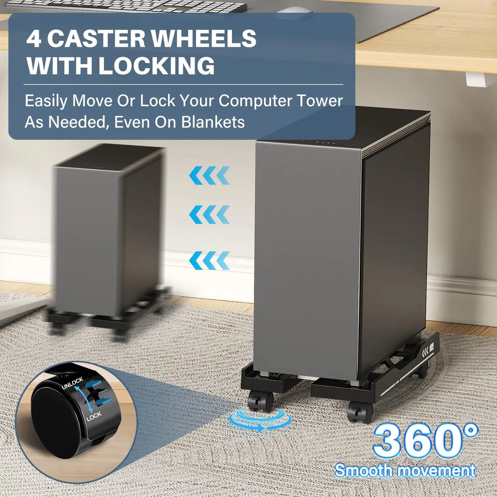Trendbay Adjustable CPU Stand with Rolling Wheels