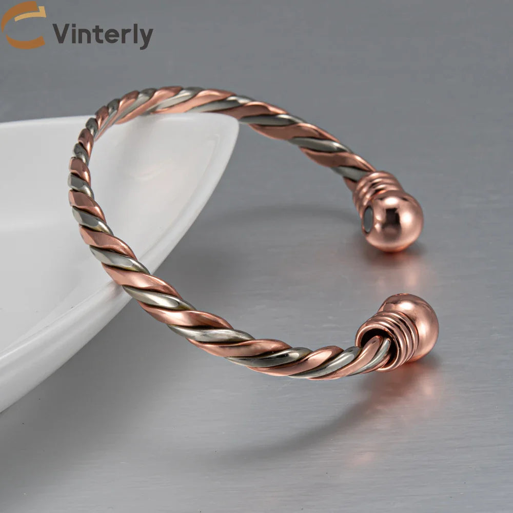 Trendbay Pure Copper Magnetic Braided Bracelet – Adjustable Twisted Bangle for Men & Women
