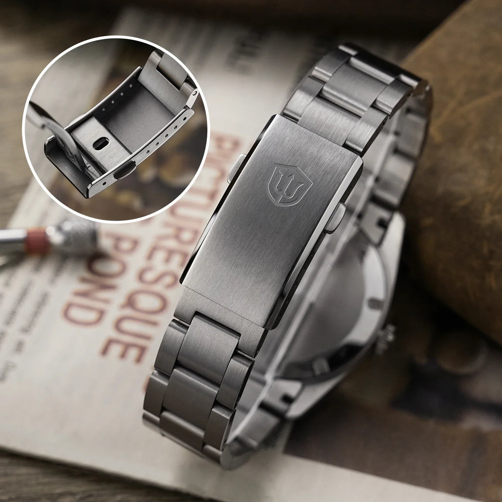 Trendbay 36.5mm Vintage Quartz Watch with Sapphire Crystal & 100M Water Resistance