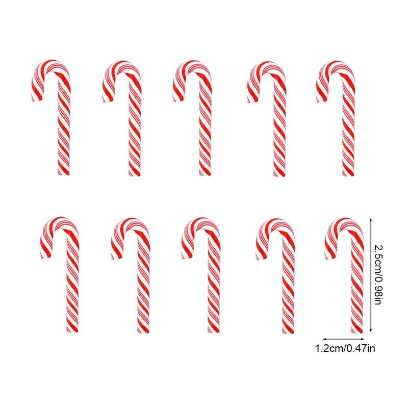 Trendbay 10-Piece Mini Candy Cane Christmas Decorations Red & White