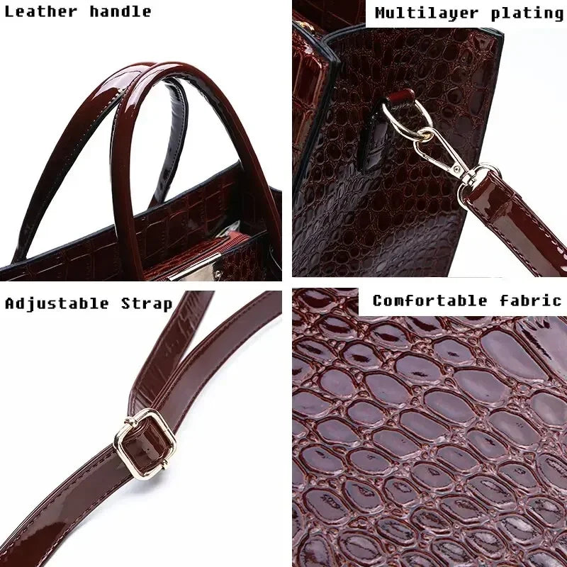 Trendbay Women's Crocodile Pattern Tote Bag