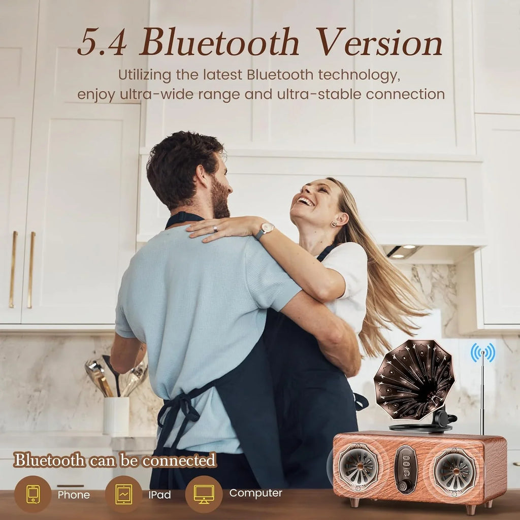 Trendbay Retro Bluetooth Speaker FM Radio Subwoofer Wireless